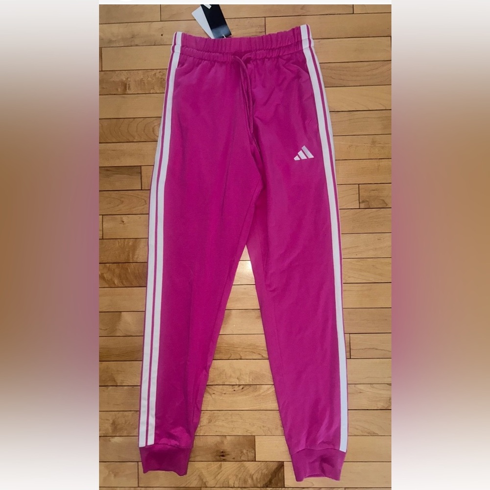 NEW! NWT ADIDAS 3 Stripes Jogger Pants in Lucid Fuchsia Pink Size XS - Picture 2 of 3